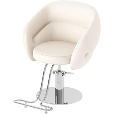 Imagem de Cadeira de barbeiro 360° giratória para salão de cabeleireiro bomba hidráulica couro PU cadeira de salão de barbeiro com chassi de pedal, móveis de salão, prata, A