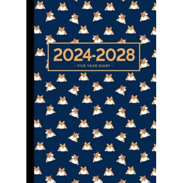 Imagem de 5 Year Diary 2024-2028 | A4 Cute Corgi Bums: Month to View Planner with UK Holidays, Moon Phases, Birthdays & Celebrations, Contacts, Passwords (Five Years)