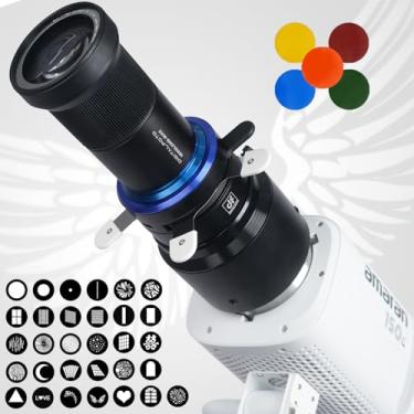 Imagem de Bowens Mount Optical Snoot Photography for Amaran 150c, kit Spotlight Snoot Gobos para Monolight, compatível com Aputure Amaran 100X/D 200D/X, 150/300c, 600x Pro, Godox SL60, 5 filtros de cor, 31