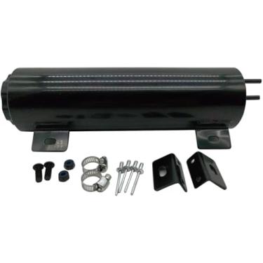 Imagem de Tanque de transbordamento de refrigerante de radiador de 7,6 cm x 25,4 cm de aço inoxidável polido universal 947 ml, tanque de vômito preto
