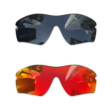 Imagem de Combine8 2 peças de lentes de reposição ploarizadas para óculos de sol Oakley Radar Path/Radar Path Asian Fit (AF) - Preto + Vermelho fogo
