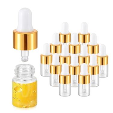 Imagem de Kesell 15 frascos conta-gotas transparentes de 2 ml, mini frascos de óleo essencial com conta-gotas de vidro para viagem, pequenos frascos de vidro para óleos, recipiente cosmético DIY recarregável