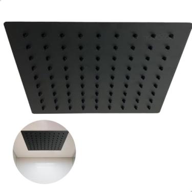 Imagem de Dona D Cor, Ducha Chuveiro Quadrado De Teto Preto Fosco 20x20 Com Niple Ducha Slim Cascata 20cm Chuveiro A Gas Solar Moderno Aço Ino