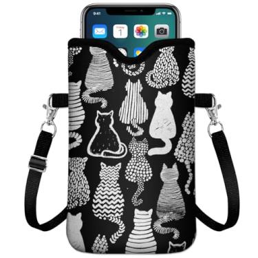 Imagem de IRADA Bolsa de neoprene para celular com alça transversal e cordão de pescoço para mulheres e homens, 19 x 11 cm, bolsa universal para celular à prova de choque