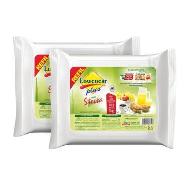 Imagem de Kit 2 unid Adoçante com Stevia em Pó 1kg  Lowçucar Plus 
