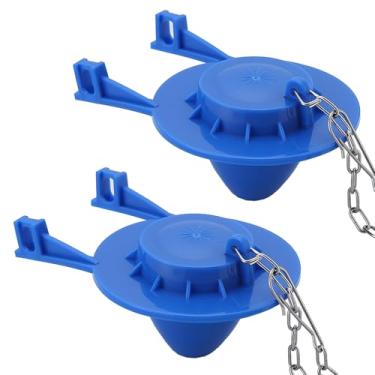 Imagem de Flapper universal de vaso sanitário de 5 cm, aba de vedação de borracha para substituição de tanque de vaso sanitário compatível com o padrão americano pacote com 2 (azul)