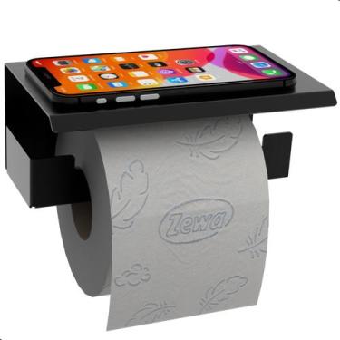 Imagem de Suporte Papel Higiênico Adesivo Colar Na Parede Preto ELG - STEELDECOR