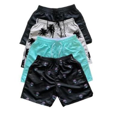 Imagem de Kit 4 Bermudas Tactel Moda Praia Masculina Com Bolsos-Masculino