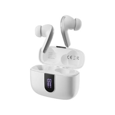Imagem de Fone de Ouvido Sem Fio Bluetooth, 40H de Reprodução com Display LED, Intra-Auricular, Cancelamento de Ruído, IPX5, 3 Tamanhos Tampões Ouvido Intercambiáveis, Som Estéreo (Branco)