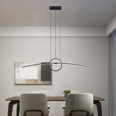 Imagem de Luminária pendente moderna Preto/Ouro 34W LED Pendente com controle Retome Lustre Iluminação pendente para cozinha Ilha Sala de estar Sala de jantar Quarto (Preto)