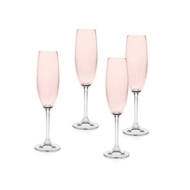 Imagem de Goblet Wine Glass Champagne Flute Beverage - Meridian by Godinger - 198 g - Blush - Conjunto de quatro