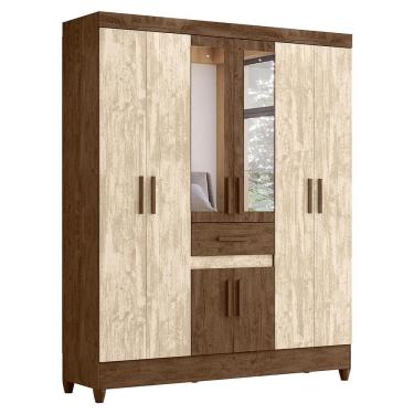 Imagem de Guarda Roupa Solteiro Portugal 8 Portas e 1 Gaveta com Espelho - Moval