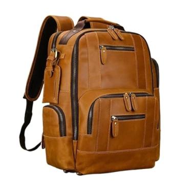 Imagem de Mochila de qualidade para homens mochila de couro retro luxo moda mochila de viagem para homens mochila de couro(A Light Brown)