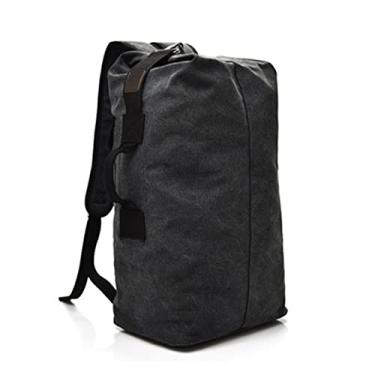 Imagem de Mochila de grande capacidade para bolsa de viagem masculina mochila masculina de lona bolsas de ombro para mochilas masculinas(Black,18 * 10 * 8in)