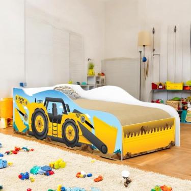 Imagem de Cama Infantil Para Menina Menino Com Proteção e com Colchão Carro Rosa