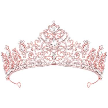 Imagem de Vovii Tiaras para mulheres, coroa de casamento, faixa de cabeça de aniversário, rainha de strass, coroa de ouro rosa brilhante para meninas, decoração de princesa, aniversário, festa de formatura,