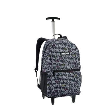 Imagem de Mochila Rodinha Juvenil Galaxia Emoji Blahblah Escola Casual - Denlex,