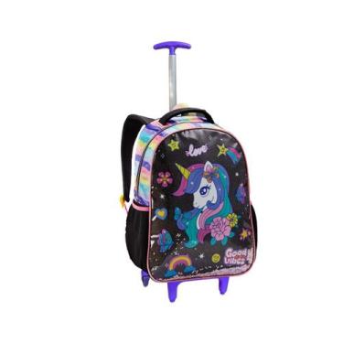 Imagem de Mochila Rodinha Unicornio Confete Meninas Escolar Infantil - Seanite, 