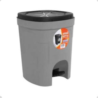 Imagem de Lixeira em Plástico c/ Pedal Cinza 15litros Antares