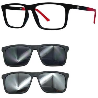 Imagem de Oculos Mormaii Swap 4 6112 A82 com 2 Clip On Cinza e Prata, A82