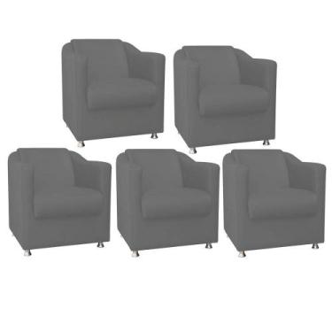 Imagem de Kit 05 Poltrona Cadeira Tilla Decorativa Recepção Sala De Estar Suede 
