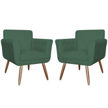 Imagem de Kit Com 2 Poltronas Cadeiras Isabella Estofadas Veludo Verde - INCASA 