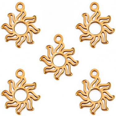 Imagem de kkjoy 5 peças de pingentes de sol e lua estrela para fabricação de joias e artesanato, pingente sortido de aço inoxidável, mini berloques, suprimentos de artesanato, acessórios para pulseira faça você