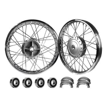 Imagem de Par Roda Raio 4mm Cg Fan Titan 150 Tambor + Rolamentos/Lona