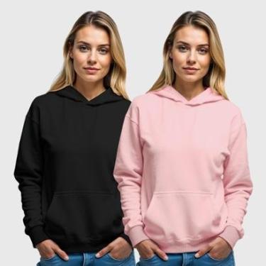 Imagem de Kit 2 Moletom Canguru Feminino Liso com Capuz Benellys-Feminino