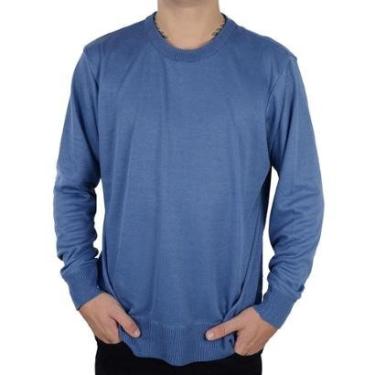 Imagem de Blusa Tricot Masculina Delkor Sueter Plus Size Azul - 598030-Masculino