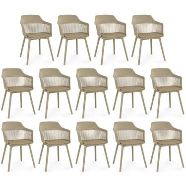 Imagem de Kit 14 Cadeiras de Jantar Estofada Marcela - Nude Escuro