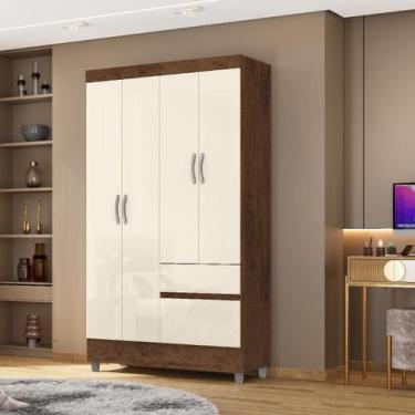Imagem de Guarda-Roupa Ideal Plus 4 Portas 2 Gavetas Imbuia/Champanhe - Vila Ric