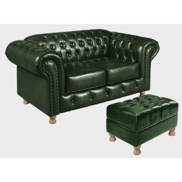 Imagem de Sofá 2 Lugares com Puff Luis Xv Decoração Sala Recepção Retrô