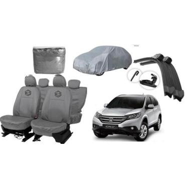 Imagem de Kit capa couro + protege bancos e cobre carro CRV - ferro tech br