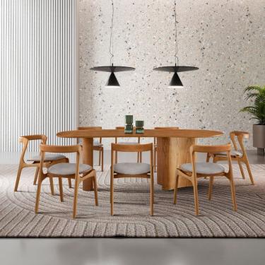 Imagem de Mesa de Jantar Soláris 220cm Madeira Tampo Laminado Orgânico com 8 cadeiras Solaris