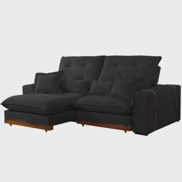 Imagem de Sofá Toronto 4 Lugares Retrátil e Reclinável 250cm Tecido Veludo Di Vitrine Cor - Preto