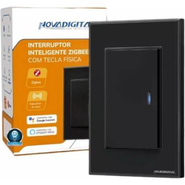 Imagem de Interruptor Tecla Fisica 1 Botao Zigbee com Led NovaDigital PRETO