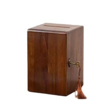 Imagem de ZABEES Cofrinho de madeira maciça com acesso bloqueável grande cofrinho de presente de aniversário criativo cofrinho para uso doméstico, caixa de economia de dinheiro, sem palavras ou janelas