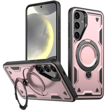 Imagem de Capa Armor para Samsung S25 S24 S23 Ultra Plus A55 A35 A15 Carregamento magnético sem fio 360 Rotate Kickstand Capa à prova de choque, ouro rosa, para A15 5G 4G