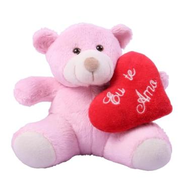 Imagem de Urso de Pelúcia com Coração, 25 cm, Pelúcia Macia, Mensagem 'Eu te amo', Presente para Dia dos Namorados (Rosa)