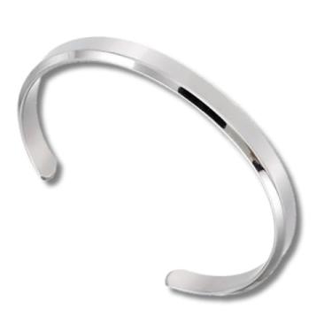 Imagem de Bracelete Pulseira Masculina Ajustável Em Aço Titânio Antialérgico, Não Oxida, Enferruja Ou Descasca, Ideal Para Look Social E Casual, Com Saquinho De Veludo Para Presente - DAZZELI (PRATA)