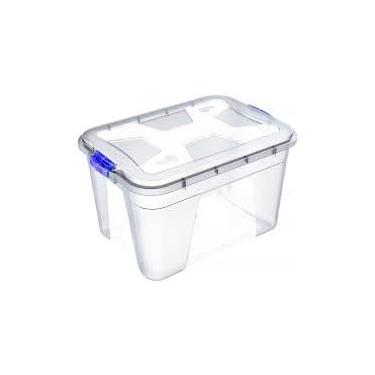 Imagem de Caixa Organizadora Multiuso, 56L, Transparente com Travas Laterais