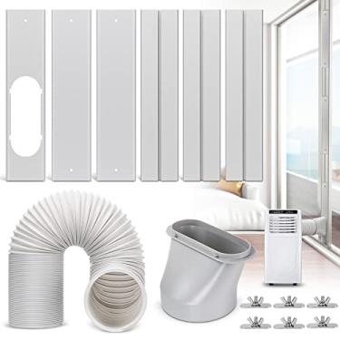 Imagem de Kxuhivc Kit de ventilação portátil para janelas com ar condicionado, vedação de janela ajustável com 15 cm de diâmetro, mangueira de escape de 190 cm de comprimento para unidade A/C universal para portas de vidro deslizantes