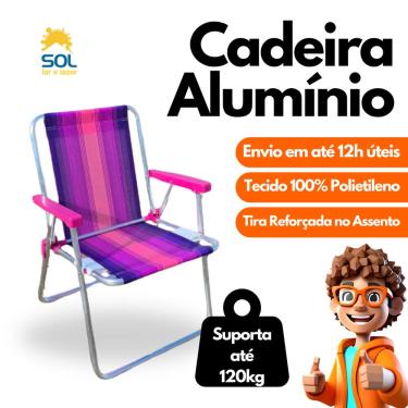 Imagem de Cadeira de Praia em Alumínio Capacidade até 120kg