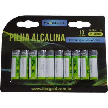 Imagem de Pilha Alcalina Pequena AA 1,5V Blister com 10 Unidades FLEX