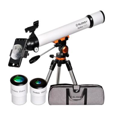 Imagem de Slokey Discover The World Telescópio astronômico Skyways 70070 28x-210x com diâmetro de lente objetiva de 70 mm e foco manual preciso equipado com um localizador de reflexo - 700 x 70 mm