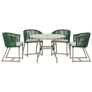 Imagem de  Mesa com 4 Cadeiras de Jantar Roma 100cm e Noronha em Aluminío