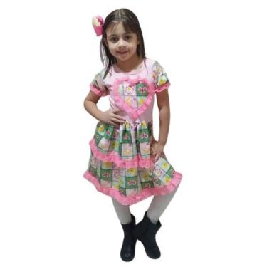 Imagem de Vestido Infantil Festa Junina Feminino - RR Store, Rosa M veste 3 á 4 