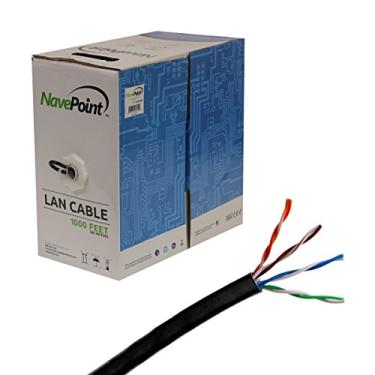 Imagem de NavePoint Cat6 Riser (CMR), cabo Ethernet de cobre sólido a granel, 550 MHz, 23AWG 4 pares, par torcido não blindado (UTP), Preto, 1000 feet
