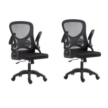 Imagem de Kit com 2 Cadeira Escritório Diretor Office Columbus com Tela Mesh Preto